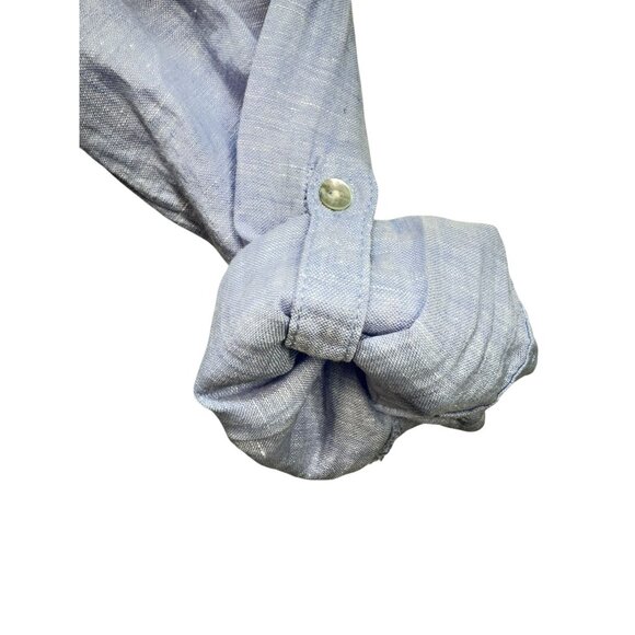 Rachel Zoe Womens 100% Linen Button-Down Shirt Size 1X Light Blue Coastal Beach - Picture 7 of 12